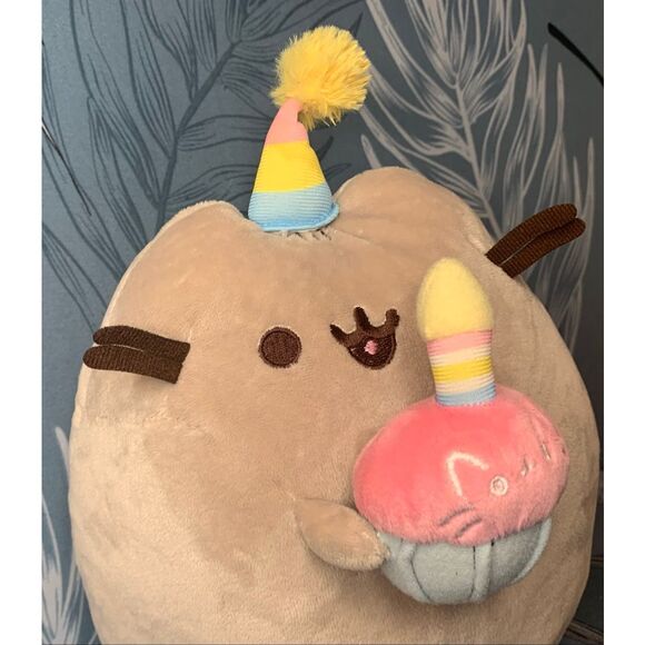 2 PUSHEEN GUND Plush Rainbow UNICORN & BIRTHDAY CAT stuffed animal LOT - Picture 7 of 11